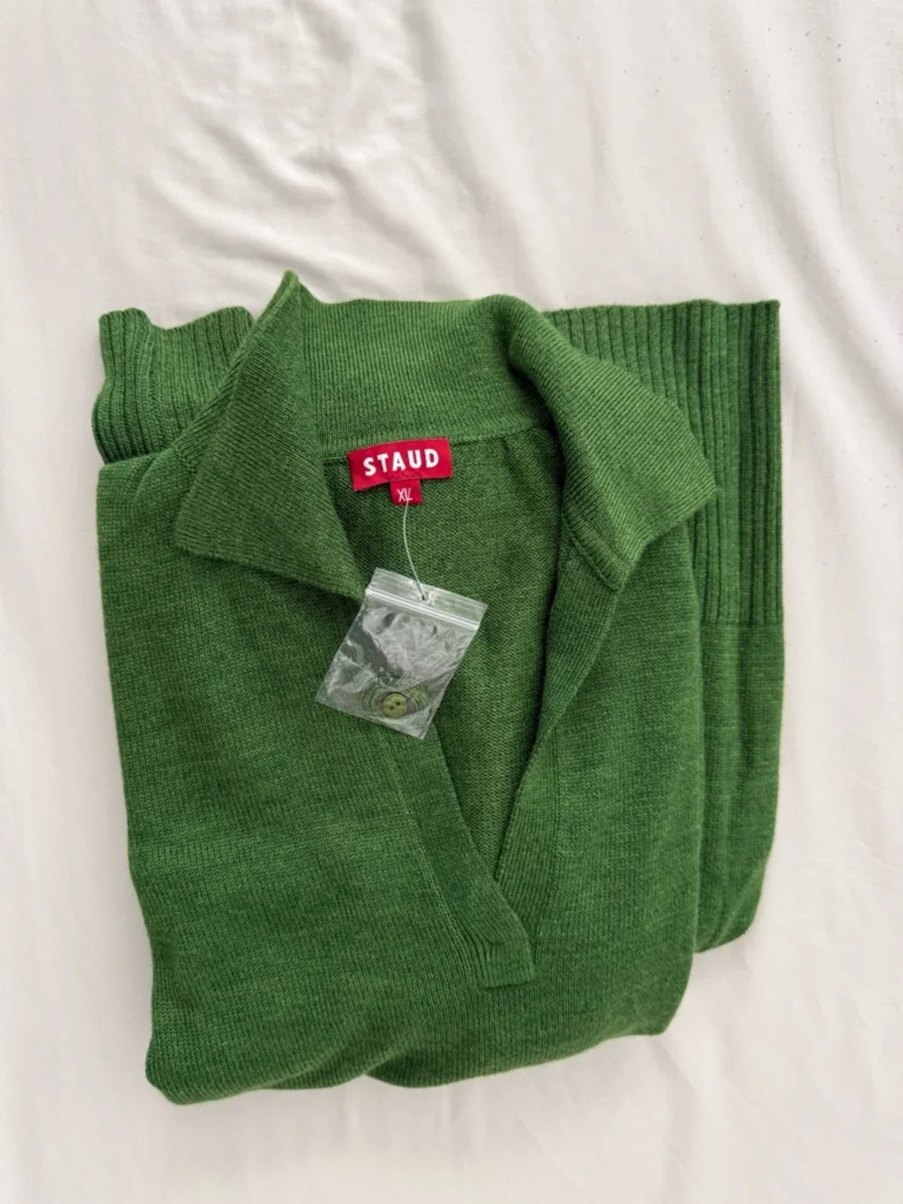 NWT STAUD Green Knit Polo Sweater| Size XL - Picture 1 of 8